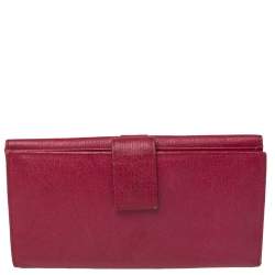 Pre Owned Yves Saint Laurent Magenta Leather Y Ligne Flap Continental Wallet