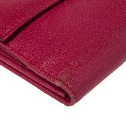 Pre Owned Yves Saint Laurent Magenta Leather Y Ligne Flap Continental Wallet