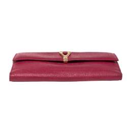 Pre Owned Yves Saint Laurent Magenta Leather Y Ligne Flap Continental Wallet