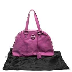 Pre Owned Saint Laurent Purple Leather Medium Muse Satchel