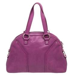 Pre Owned Saint Laurent Purple Leather Medium Muse Satchel