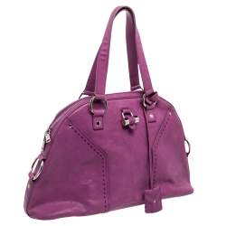 Pre Owned Saint Laurent Purple Leather Medium Muse Satchel