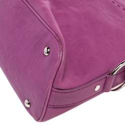 Pre Owned Saint Laurent Purple Leather Medium Muse Satchel