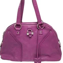 Pre Owned Saint Laurent Purple Leather Medium Muse Satchel