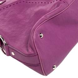 Pre Owned Saint Laurent Purple Leather Medium Muse Satchel