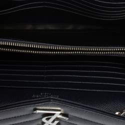 Pre Owned Saint Laurent Navy Blue Matelassé Leather Monogram Envelope Wallet on Chain