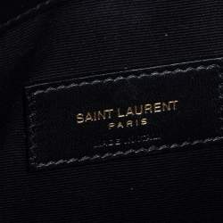 Pre Owned Saint Laurent Black Croc Embossed Leather Uptown Clutch