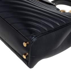 مملوكة مسبقًا Saint Laurent Black Matelassé Leather Monogram Shopper Tote