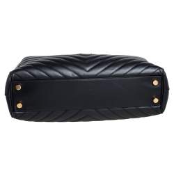 مملوكة مسبقًا Saint Laurent Black Matelassé Leather Monogram Shopper Tote