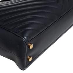 مملوكة مسبقًا Saint Laurent Black Matelassé Leather Monogram Shopper Tote