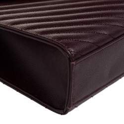 Pre Owned Saint Laurent Burgundy Chevron Quilted Leather Monogram Envelope Shoulder Bag