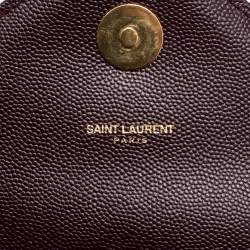 Pre Owned Saint Laurent Burgundy Chevron Quilted Leather Monogram Envelope Shoulder Bag