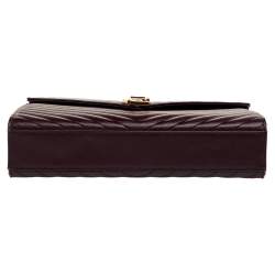 Pre Owned Saint Laurent Burgundy Chevron Quilted Leather Monogram Envelope Shoulder Bag