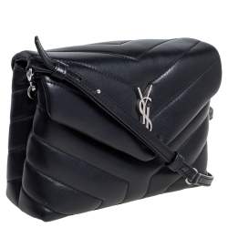 Pre Owned Saint Laurent Black Quilted Leather Toy Loulou Crossbody Bag