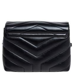 Pre Owned Saint Laurent Black Quilted Leather Toy Loulou Crossbody Bag