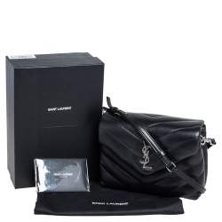 Pre Owned Saint Laurent Black Quilted Leather Toy Loulou Crossbody Bag