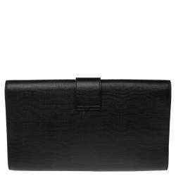 Pre Owned Saint Laurent Black Textured Leather Y-Ligne Clutch