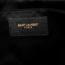Pre Owned Saint Laurent Black Textured Leather Y-Ligne Clutch