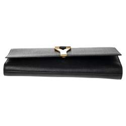 Pre Owned Saint Laurent Black Textured Leather Y-Ligne Clutch