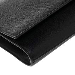 Pre Owned Saint Laurent Black Textured Leather Y-Ligne Clutch