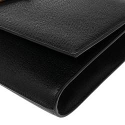 Pre Owned Saint Laurent Black Textured Leather Y-Ligne Clutch
