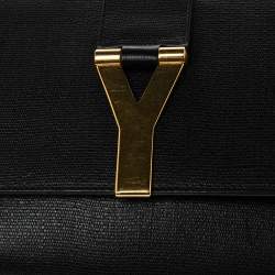 Pre Owned Saint Laurent Black Textured Leather Y-Ligne Clutch