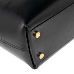 Pre Owned Saint Laurent Black Glazed Leather Large Shopper Tote