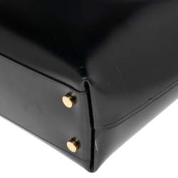 Pre Owned Saint Laurent Black Glazed Leather Large Shopper Tote