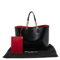 Pre Owned Saint Laurent Black Glazed Leather Large Shopper Tote