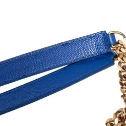 Pre Owned حقيبة كتف سان لوران مظروف مونوغرامي جلد مبطنة أزرق