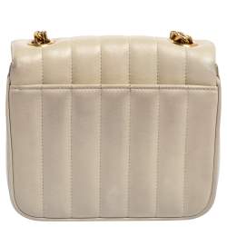 مملوكة مسبقًا Saint Laurent Cream Quilted Leather Small Vicky Shoulder Bag