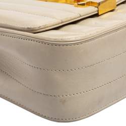 مملوكة مسبقًا Saint Laurent Cream Quilted Leather Small Vicky Shoulder Bag