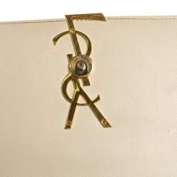 مملوكة مسبقًا Saint Laurent Cream Quilted Leather Small Vicky Shoulder Bag