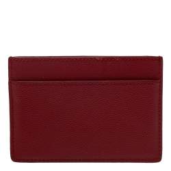 Pre Owned Saint Laurent Red Leather Card Holder