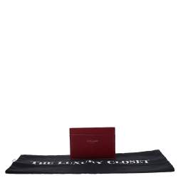 Pre Owned Saint Laurent Red Leather Card Holder