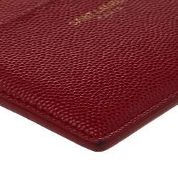 Pre Owned Saint Laurent Red Leather Card Holder