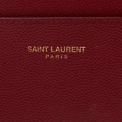 Pre Owned Saint Laurent Red Leather Card Holder