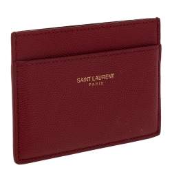 Pre Owned Saint Laurent Red Leather Card Holder