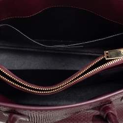 Pre Owned Saint Laurent Dark Red Snakeskin and Leather Baby Classic Sac De Jour Tote