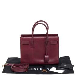 Pre Owned Saint Laurent Dark Red Snakeskin and Leather Baby Classic Sac De Jour Tote