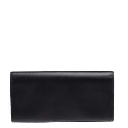 Pre Owned Saint Laurent Black Grained Leather Kate Monogram Clutch