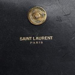 Pre Owned Saint Laurent Black Grained Leather Kate Monogram Clutch