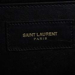 Pre Owned Saint Laurent Black Grained Leather Kate Monogram Clutch