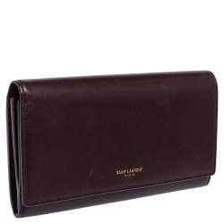 مملوكة مسبقًا Saint Laurent Maroon Leather Continental Flap Wallet