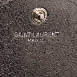 Saint Laurent Metallic Pale Green Tri Quilted Leather Monogram Envelope Chain Shoulder Bag