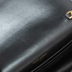 مملوكة مسبقًا Saint Laurent Black Croc Embossed Leather Kate Wallet On Chain