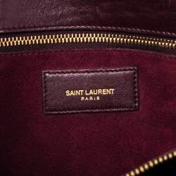 Saint Laurent Maroon Leather Small Classic Sac De Jour Tote