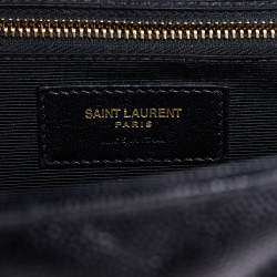 Pre Owned Saint Laurent Black Chevron Quilted Leather Monogram Envelope Shoulder Bag
