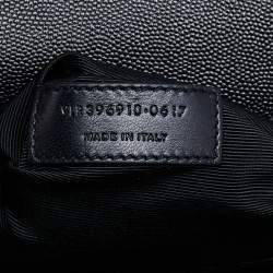 Pre Owned Saint Laurent Black Chevron Quilted Leather Monogram Envelope Shoulder Bag