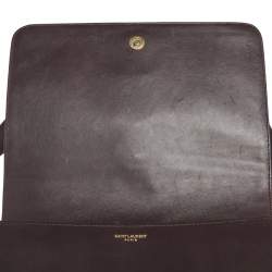 Saint Laurent Dark Burgundy Leather Medium Monogram Université Flap Bag 